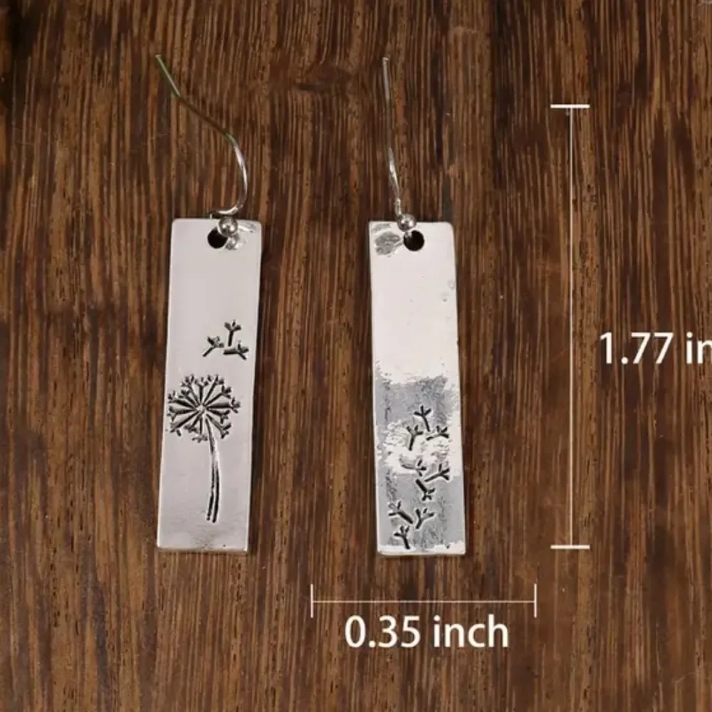 MINIMALIST dandelion wishes silver drop earrings